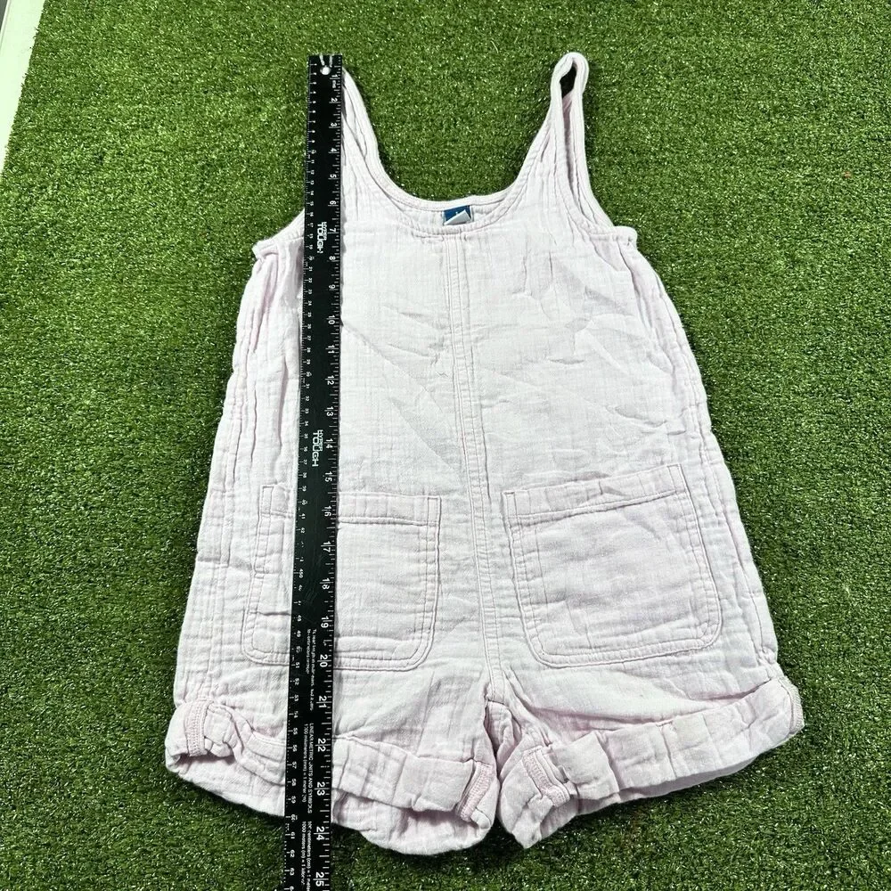 Old Navy Girls Sleeveless Double-Weave Pocket Romper Pink Size S (6-7)
